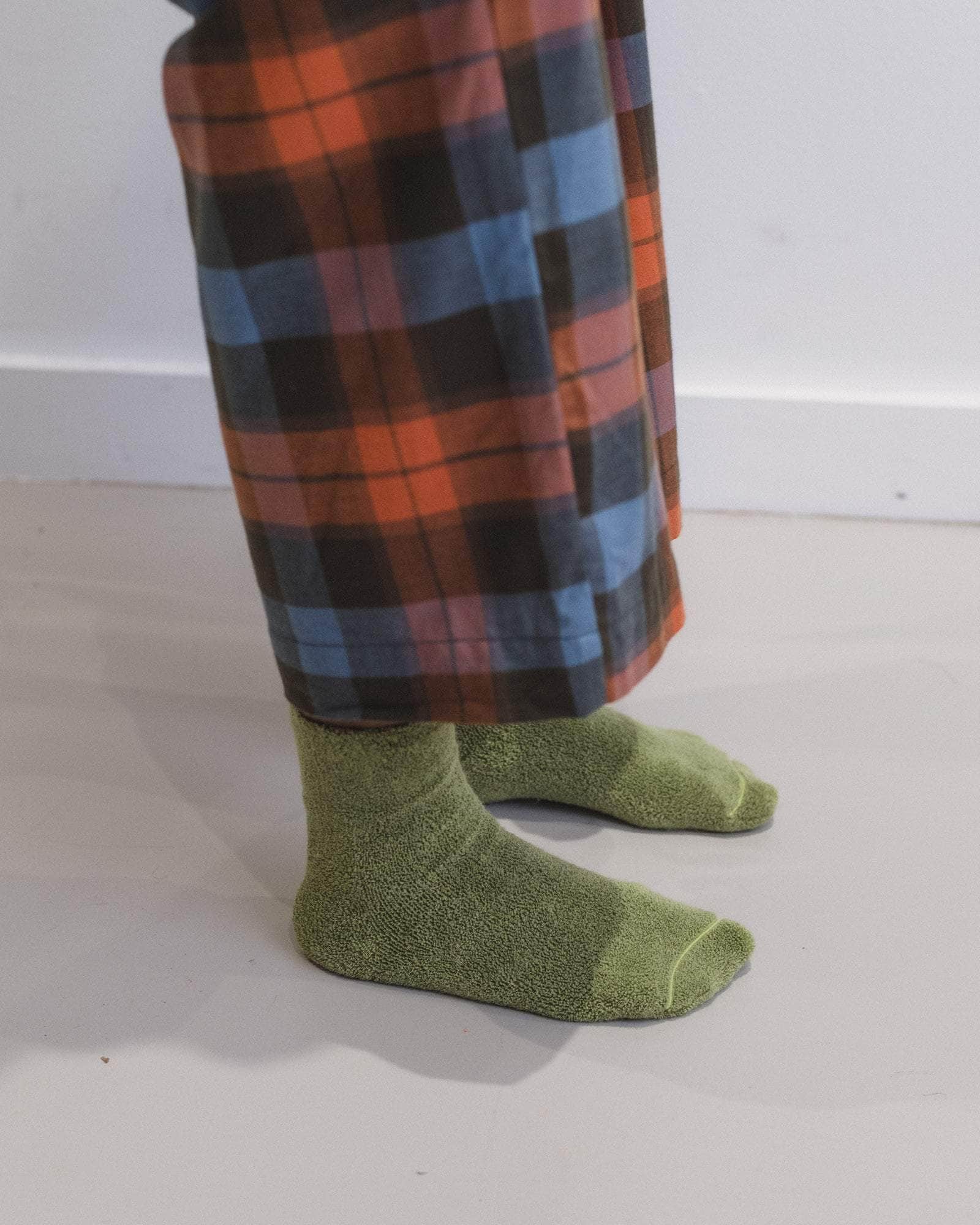 Buckle Overankle Socks Textured Organic Cotton  - Baserange socks (Green)