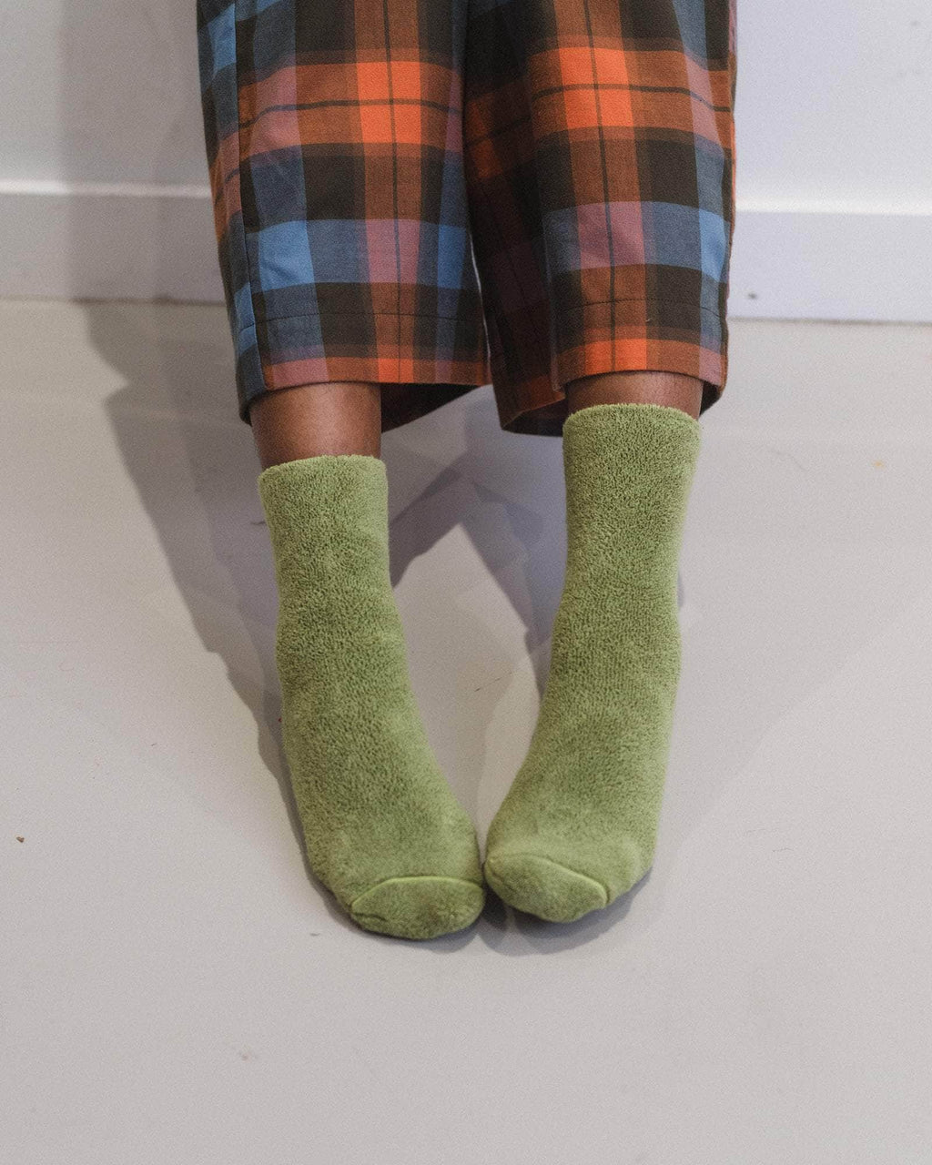 Buckle Overankle Socks Textured Organic Cotton  - Baserange socks (Green)